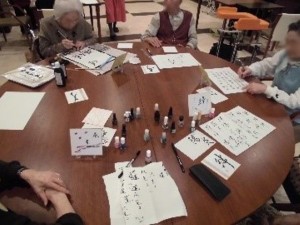 201205_かな書道　色紙作り（チャームスイート宝塚中山）